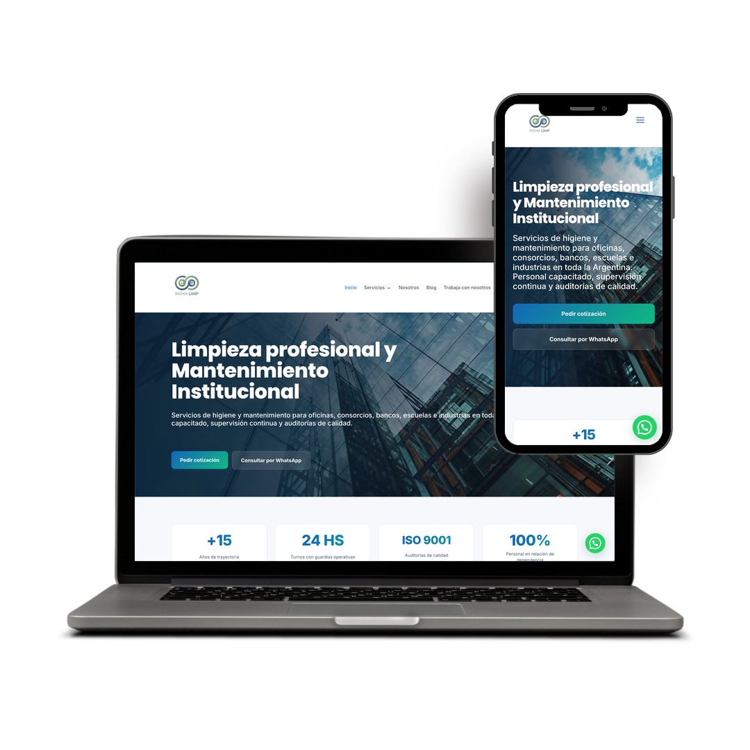 Sitio web de Inova Limp desarrollado por Seosur
